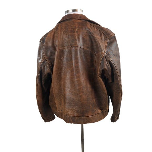 Pioneer Wear Distressed Men's Bomber Style Brown Lamb Leather Jacket Size 44 - Picture 11 of 16